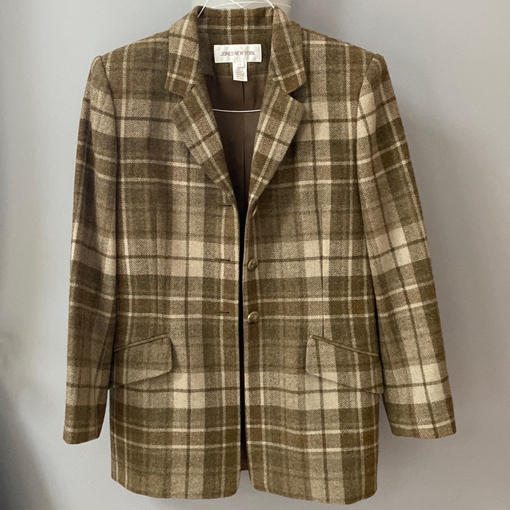 Vintage Jones New York oversized plaid wool jacket✨